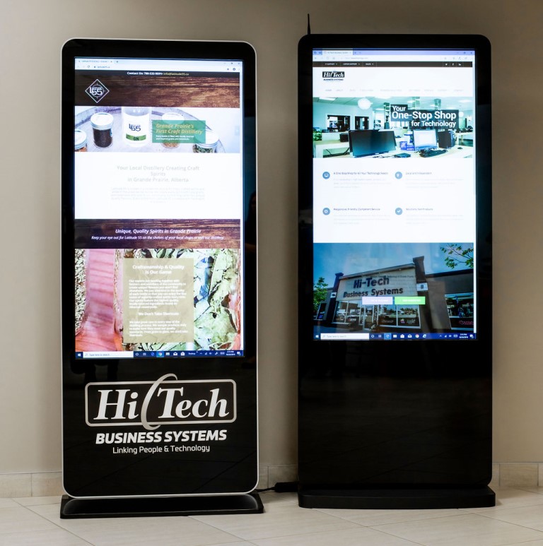 Two Hi-Tech Retail Standup Displays at Hi-Tech Sales Showroom in Grande Prairie